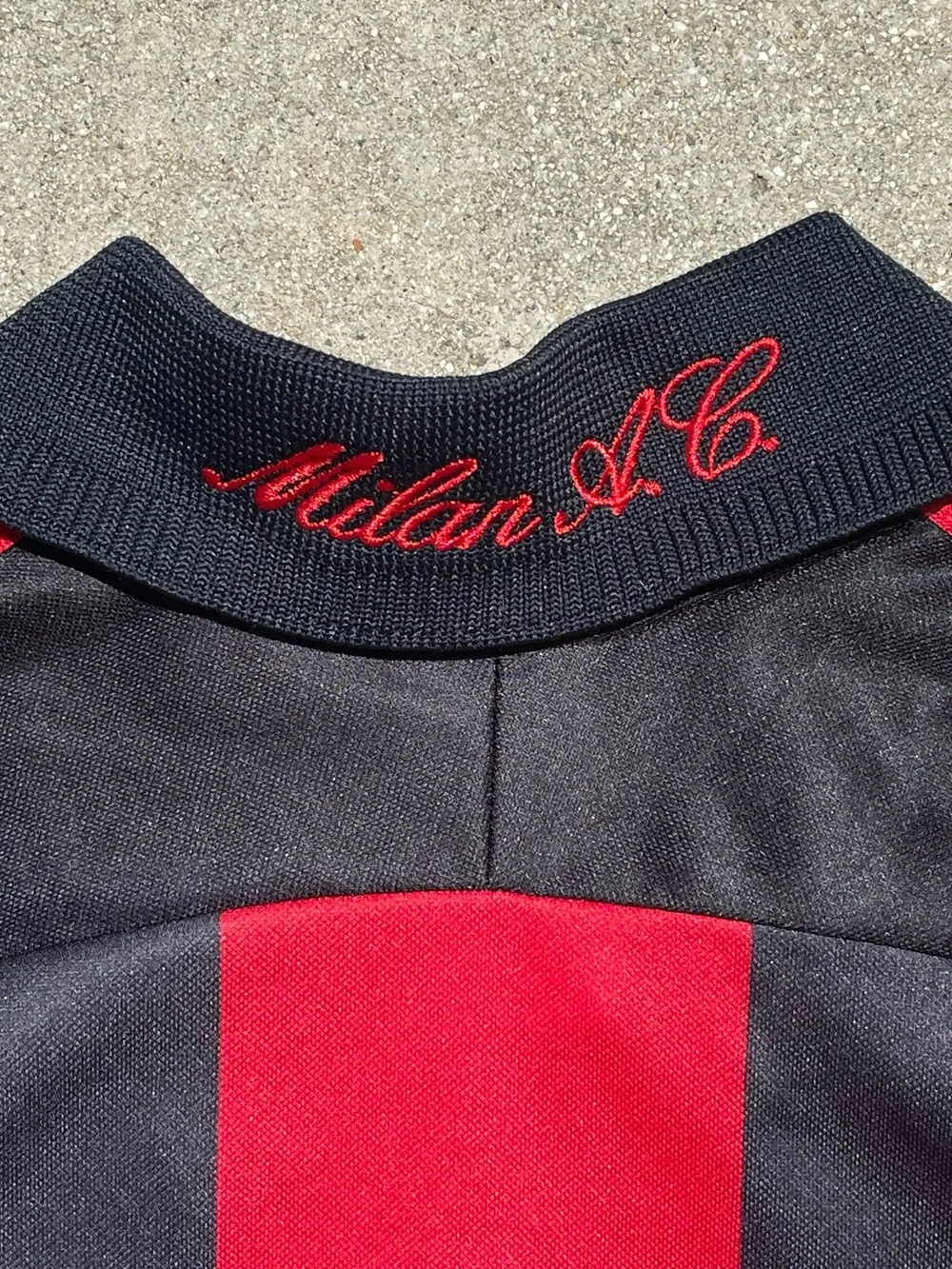 Vtg Adidas AC Milan 90s Y2K ACM Opel Futbol Soccer Black/Red Striped Size M